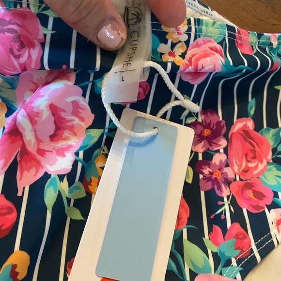Floral Strips high waist Bikini Size large NWT - Picture 4 of 6